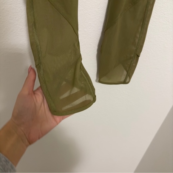 Lululemon Nulu Crisscross Mesh High-Rise Crop Leggings 23" Bronze Green Size 2 - Picture 9 of 12